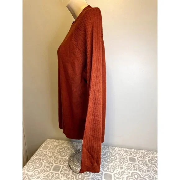 Guy Risoldi 100% Pure Italian Merino Wool Men's Sweater, Size M, Orange, NWT - Picture 3 of 15